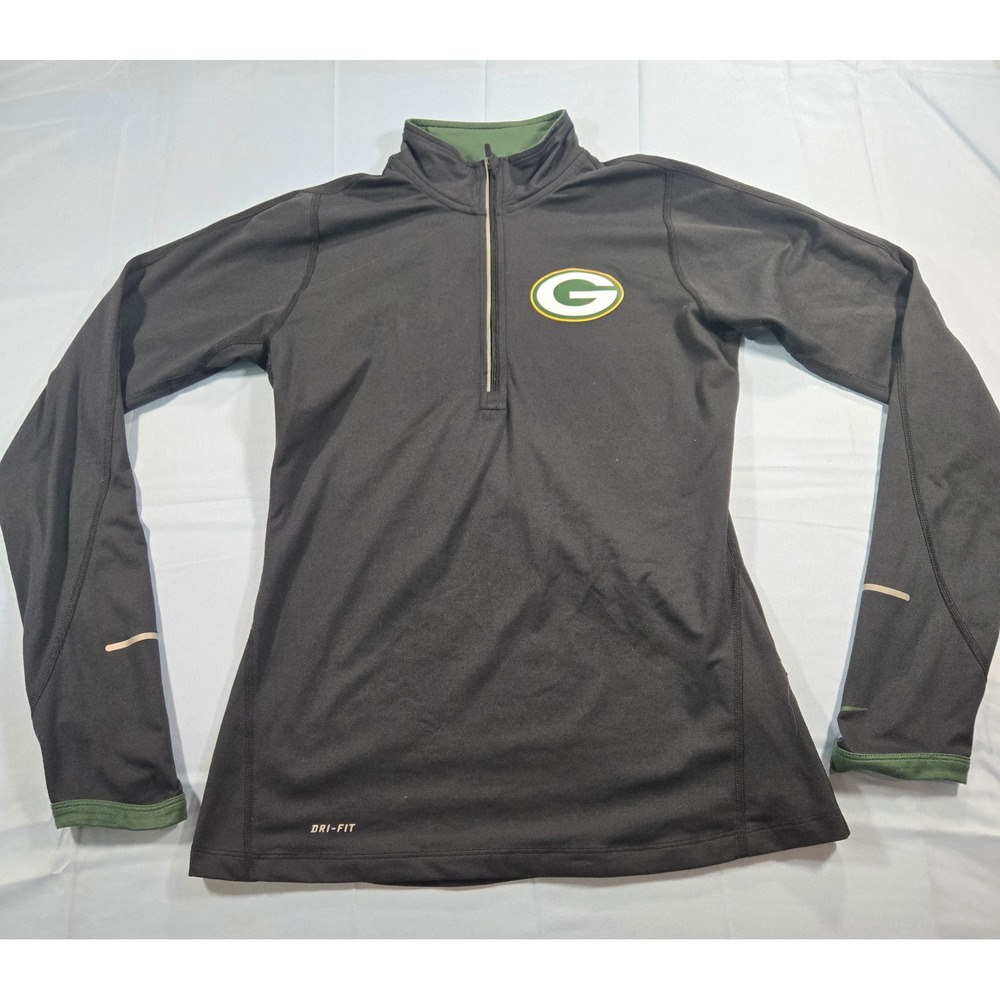 Nike Green Bay Packers NFL Womens Dri-FIT 1/4 Zip Pullover Grey Small